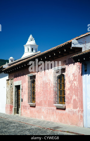 Famous for its well-preserved Spanish baroque architecture as well as a number of ruins from earthquakes, Antigua Guatemala is a UNESCO World Heritage Site and former capital of Guatemala. Stock Photo