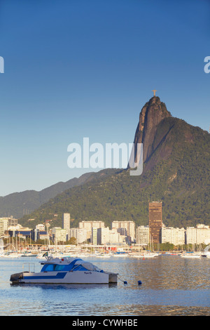 Christ the Redeemer statue atop Corvocado and Botafogo Bay, Rio de Janiero, Brazil