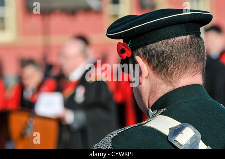Sunday 11th November 2012, Carrickfergus, Northern Ireland.  Members of the Royal British Legion, serving armed forces, and ex-servicemen take part in Remembrance Sunday service. Alamy Live News Stock Photo