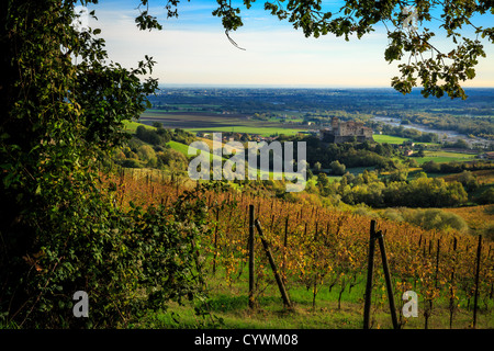 Looking down from the Apennines to the Po Valley, Langhirano, Parma, Italy Stock Photo
