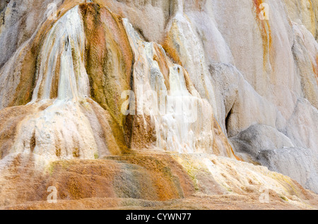 cascade of sulfur in Mammoth Hot Springs in Yellowstone , Wyoming United States of America Stock Photo