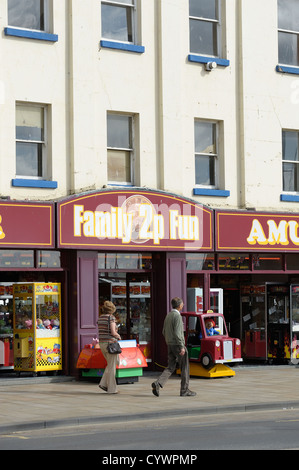 family budget arcade 2p amusement machines Scarborough england uk Stock Photo