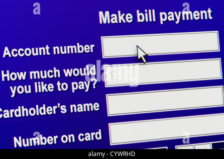 Close up of a fictional website inviting users to make a bill payment. Stock Photo