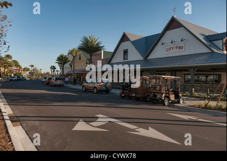 City streets at Brownwood in The Villages, Florida. A golf retirement community for adults 55 and above. Stock Photo