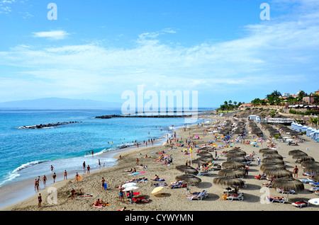 The beach in the resort of Bahia Del Duque on the Costa Adeje, Tenerife, Canary Islands Stock Photo