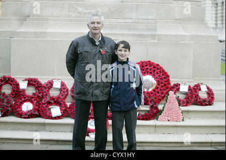 David and Lewis Thompson who attended the National Day of Remembrance David is the Great Grand nephew of Shepard, Robert and William Thompson who all fought in the Great war. The 3 brothers we from Frome Street, in East Belfast. Stock Photo