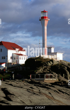 Cape Forchu Lighthouse near Yarmouth, Nova Scotia, Canada - East Coast Lighthouses Stock Photo