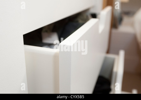 Open bedroom drawers in close up Stock Photo
