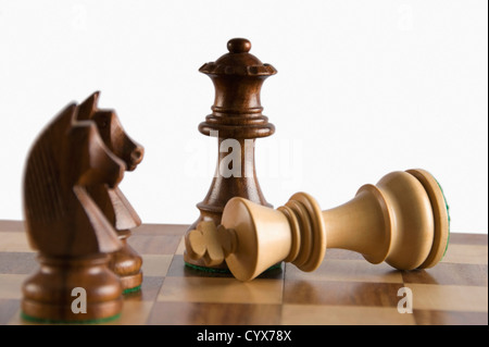 Close-up of chess pieces on a chessboard Stock Photo