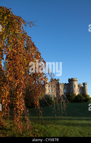 Cholmondeley Castle Gardens. Autumnal view of the south elevation of Cholmondeley Castle. Stock Photo