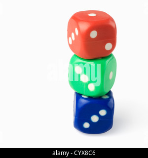 Three dices in a stack Stock Photo