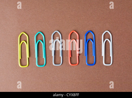 Close-up of paper clips in a row Stock Photo