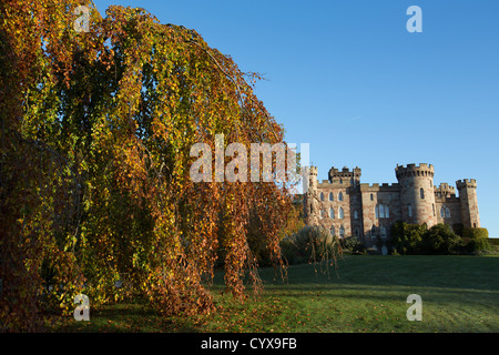 Cholmondeley Castle Gardens. Autumnal view of the south elevation of Cholmondeley Castle. Stock Photo