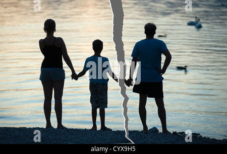 A family is split up after a divorce Stock Photo