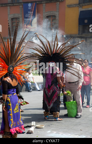 Tribal Indian Healers on the Zocalo in Mexico City DF Stock Photo