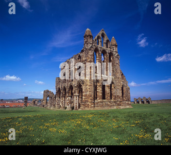 whitby abbey founded in 657 by st hilda Whitby North Yorkshire UK Stock Photo