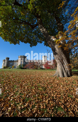 Cholmondeley Castle Gardens. Autumnal view of the north elevation of Cholmondeley Castle. Stock Photo