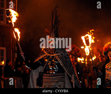 Traditional bonfire night celebrations in the town of Lewes are one of the biggest and most famous in the country Stock Photo