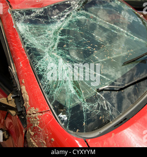 Cracked window the result of a bad car accident Stock Photo