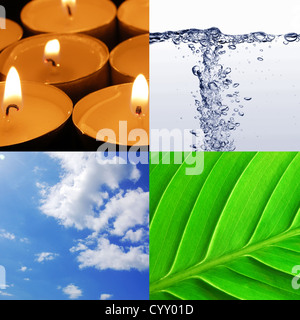 the four elements earth wind water and fire Stock Photo
