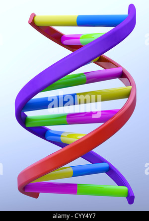 DNA Double Helix Model on light blue background - 3D render - Concept image Stock Photo