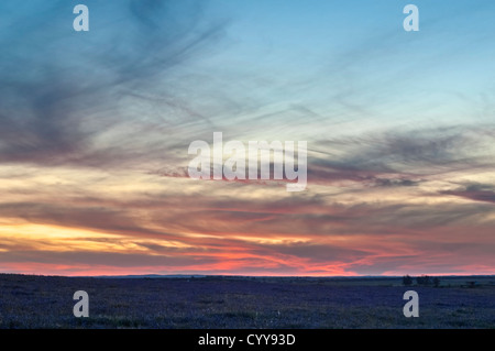 Evening wide-angle dramatic cloudscape in Alentejo, Portugal Stock Photo