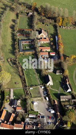 aerial view of Ryedale Folk Museum, Hutton-le-Hole, North Yorkshire Stock Photo