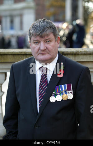 Stephen Sturrock who attended the National day of remembrance at the Cenotaph in Belfast. Bonzo/Alamy Live News Stock Photo