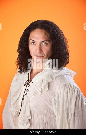 Native American male in a puffy white see-through shirt Stock Photo