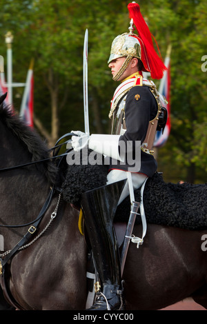 Member of the Horse Guards - the Life Guards at Buckingham Palace, London England, UK Stock Photo