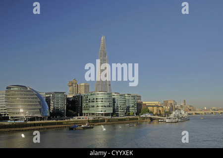 The Shard with City Hall in the foreground Travel Beal Feirste British Isles Destination Destinations Great Britain Londres Stock Photo