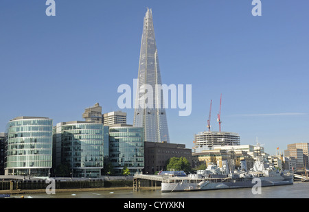 The Shard with City Hall and HMS Belfast in the foreground  Travel Beal Feirste British Isles Destination Destinations Great Stock Photo