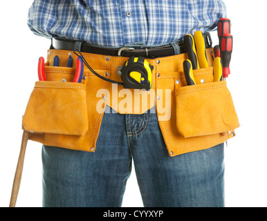 Close-up on worker's toolbelt Stock Photo