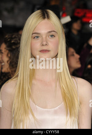 Nov. 12, 2012 - Los Angeles, California, U.S. - Elle Fanning attending The Los Angeles Premiere of ''Twilight Saga: Breaking Dawn Part 2'' held at the Nokia Theatre in Los Angeles, California on November 12, 2012. 2012(Credit Image: © D. Long/Globe Photos/ZUMAPRESS.com) Stock Photo