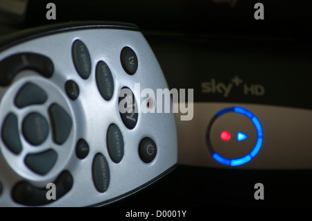 Sky plus box with remote control Stock Photo