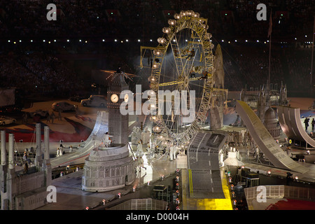 England, London, Stratford, Olympic games closing ceremony display in stadium. Stock Photo