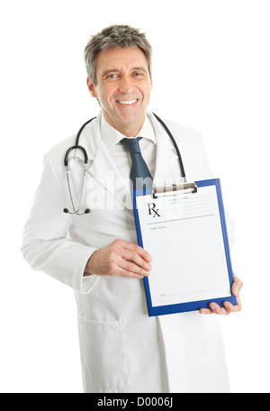 Senior medical doctor man showing prescription Stock Photo
