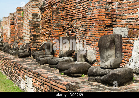 Beheaded Buddha Statues in the Ayutthaya Historical Park, Thailand Stock Photo