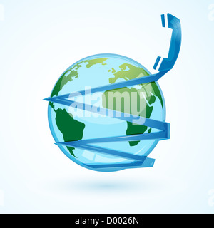 illustration of global communication  with phone and globe Stock Photo