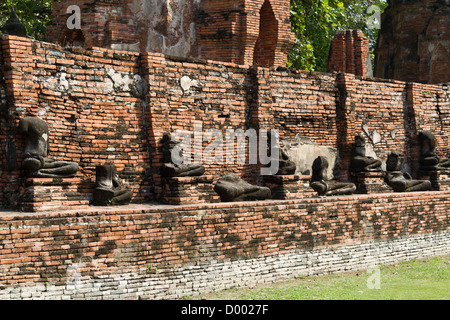 Beheaded Buddha Statues in the Ayutthaya Historical Park, Thailand Stock Photo