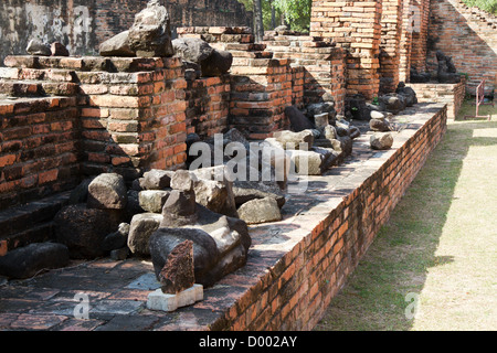 Beheaded Buddha Statues in the Ayutthaya Historical Park, Thailand Stock Photo