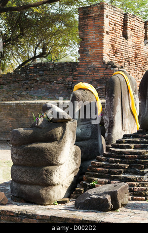 Beheaded Buddha Statues in the Ayutthaya Historical Park, Thailand Stock Photo