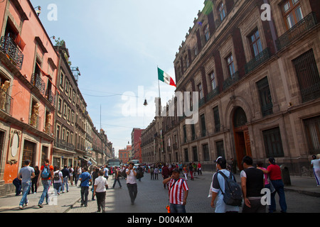 Long avenue - Calle Moneda in Centro Historico in Mexico City DF Stock Photo