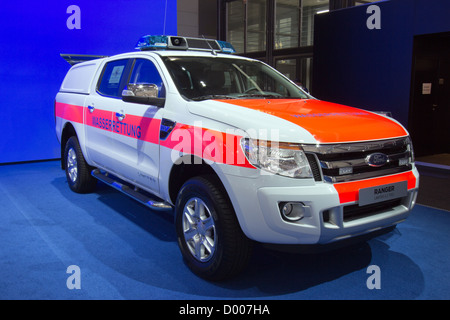 New Ford Ranger life-guard pickup at the International Motor Show for Commercial Vehicles. Hannover 2012 Stock Photo