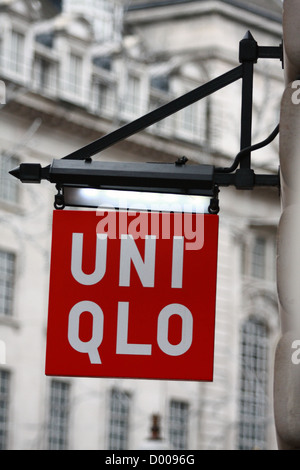 A hanging sign for the Uniqlo store in Regent Street London Stock Photo