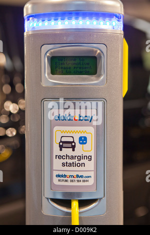 An Elektrobay recharging station in London, UK. These stations are situated across the UK and are the product of Elektromotive. Stock Photo