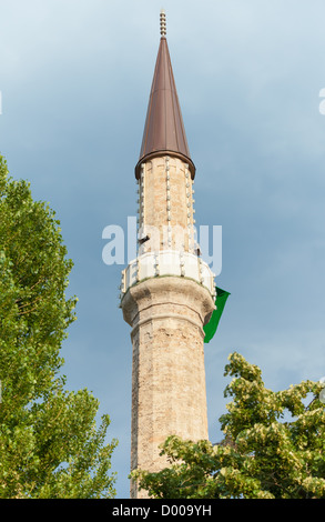 Minaret of Ferhadija Mosque in Sarajevo, Bosnia and Herzegovina Stock Photo