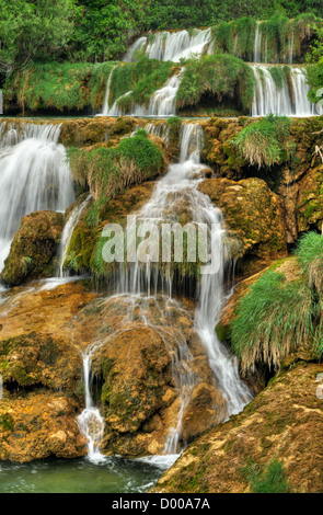 Krka river waterfalls in the Krka National Park, Roski Slap, Croatia Stock Photo