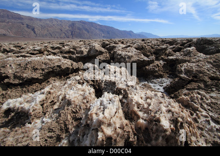 Halite salt crystal formations in Devil´s Golf Course in Death Valley, California, USA Stock Photo