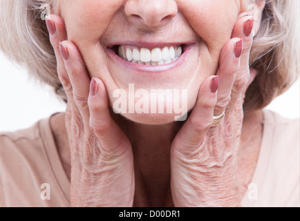 Close up view on senior dentures Stock Photo